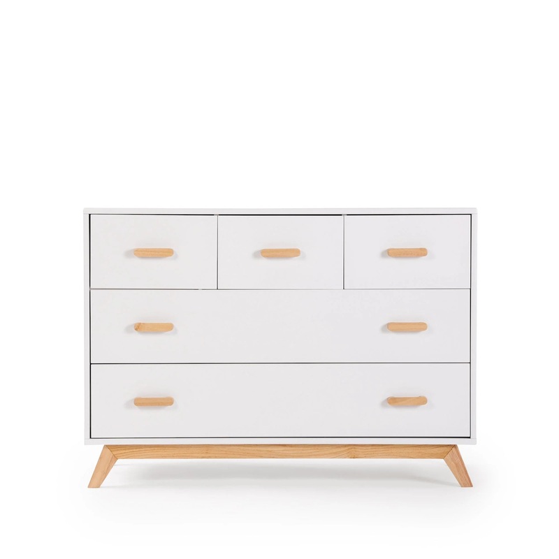 Soho 5-Drawer Nursery Dresser – White/Natural
