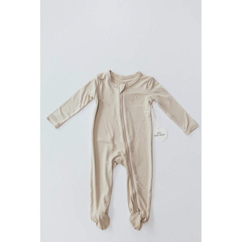 Bamboo Footed Sleeper – Sand 0-3M