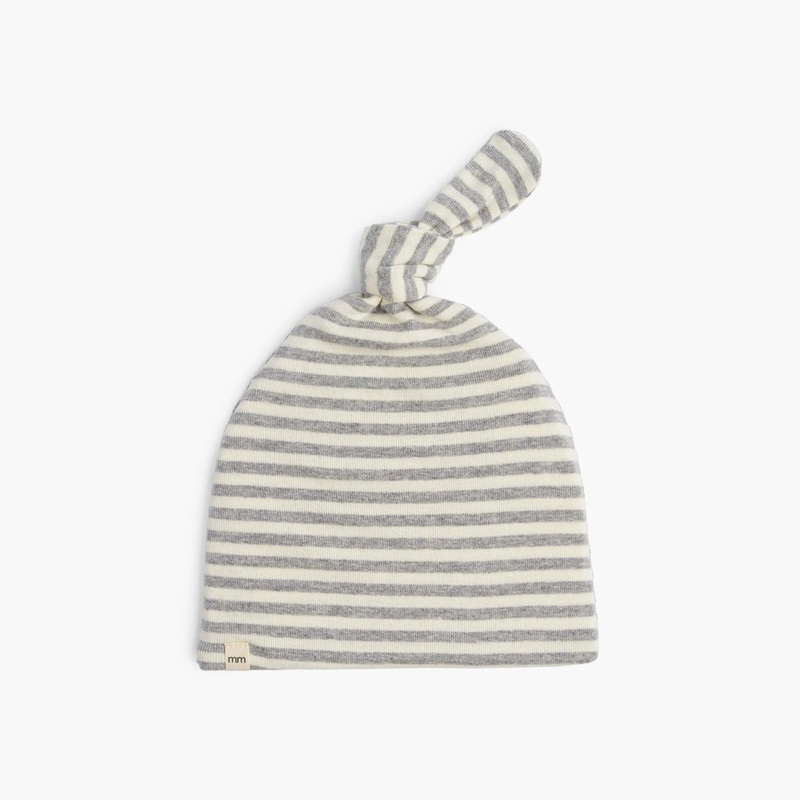 Dreamy Knotted Beanie – Grey Stripes (0-5mo)