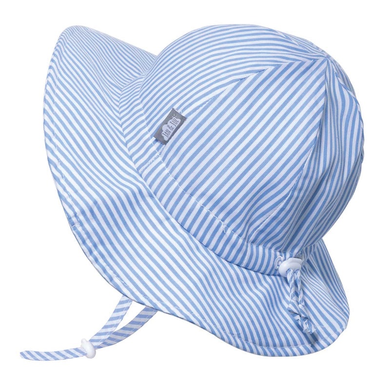Grow With Me UPF 50+ Cotton Floppy Sun Hat – Blue Stripes 0-6 mo