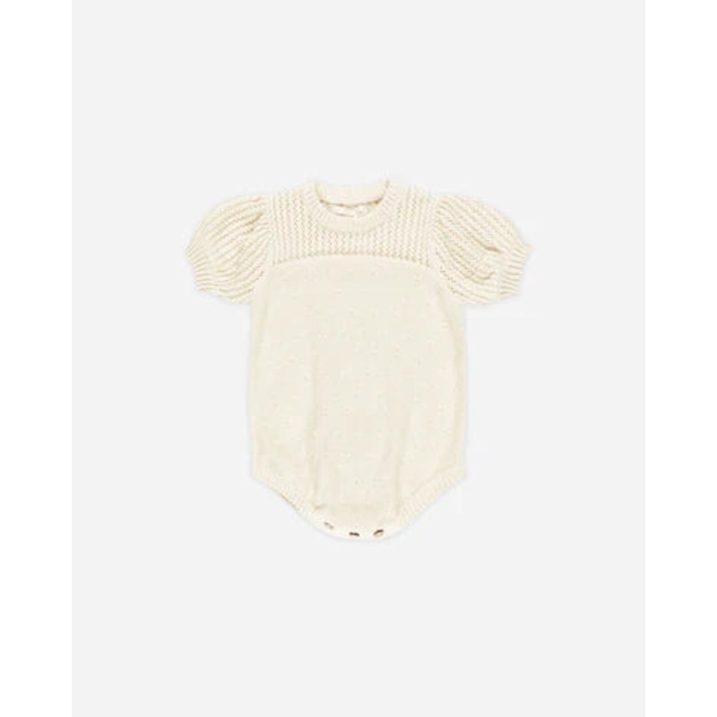 Pointelle Knit Romper- Natural 0-3