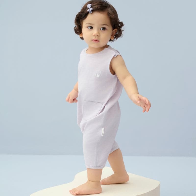 Bamboo Jersey Sleeveless Romper – Lavender blue 3-6 months