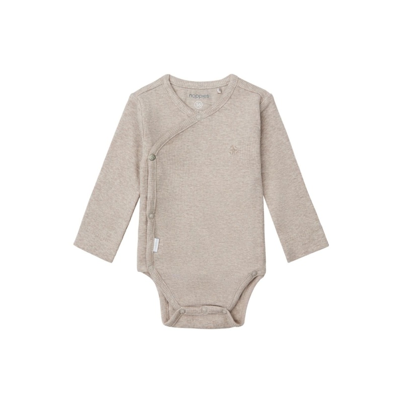 Long Sleeve Rib Romper – Taupe Melange EU 44 (Preemie)