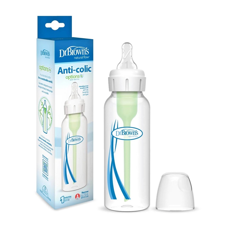 Natural Flow Options+  Anti-Colic 8 oz. Narrow Baby Bottle – 2 Pack