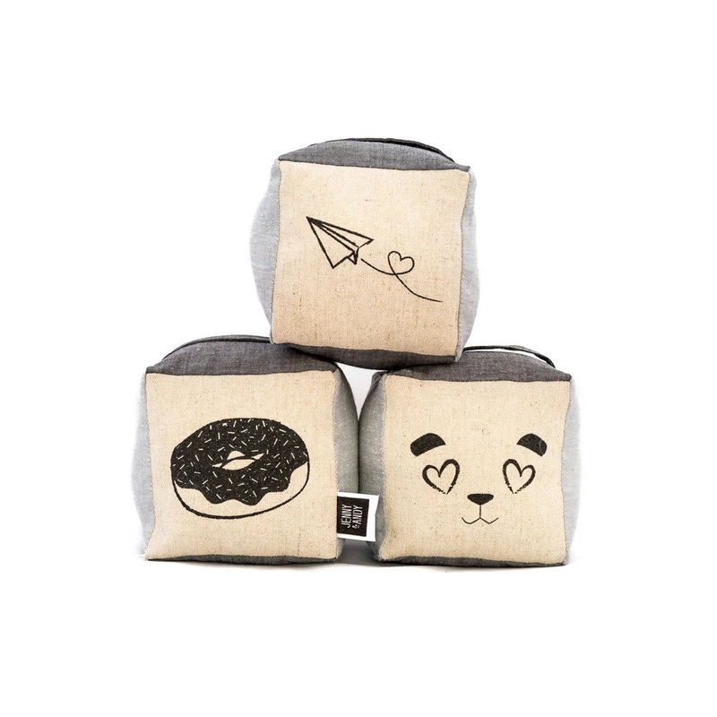 Organic Plush Rattle Cube – Natural Donut